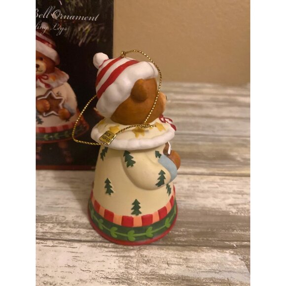 Kirkland Porcelain Bear Bell Ornament w/ Dangling Legs in Box Vintage 2000s - Picture 8 of 12